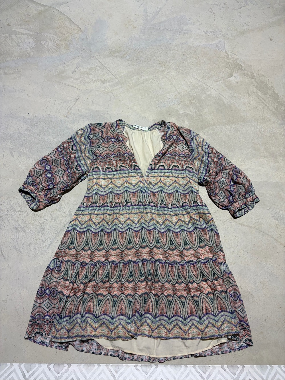 Amanda uprichard Diego Patterned Boho Tiered Dress large